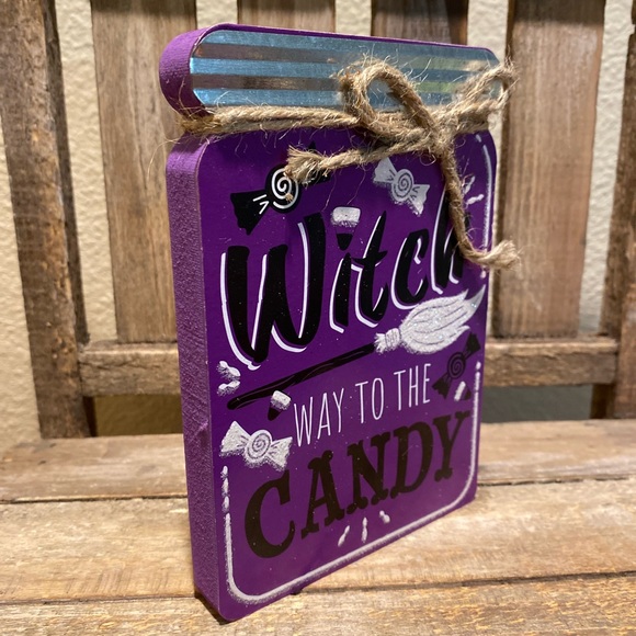 Halloween Decor For Tier Trays, Halloween Mason Jar Shaped Wood Signs Set Of 4 - Picture 11 of 16